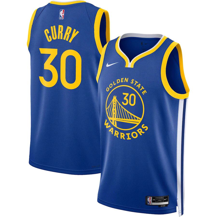 Men Golden State Warriors 30 Stephen Curry Nike Royal 2022-23 Swingman NBA JerseyS